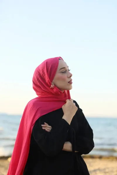Organic Cotton Comfort Şal - Fuşya