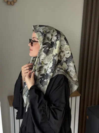 Floré Desen Soft Eşarp - Yeşil
