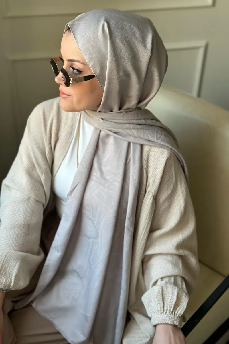 Dokuma Jakar Etnik Desen Şal - Taş - 2