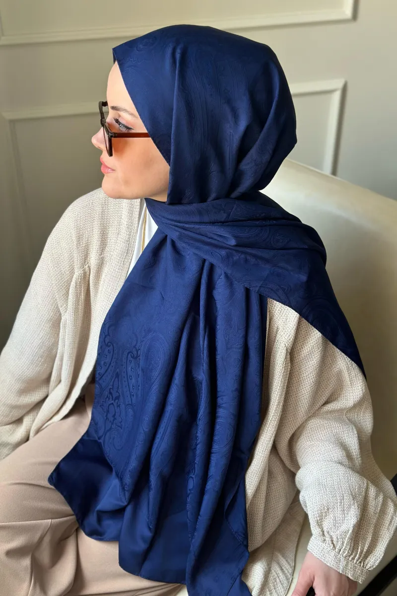 Dokuma Jakar Etnik Desen Şal - Lacivert