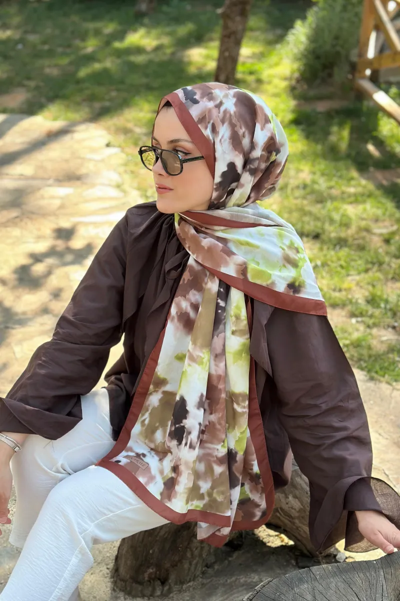 Shine Desen Soft Pamuk Şal - Kahverengi