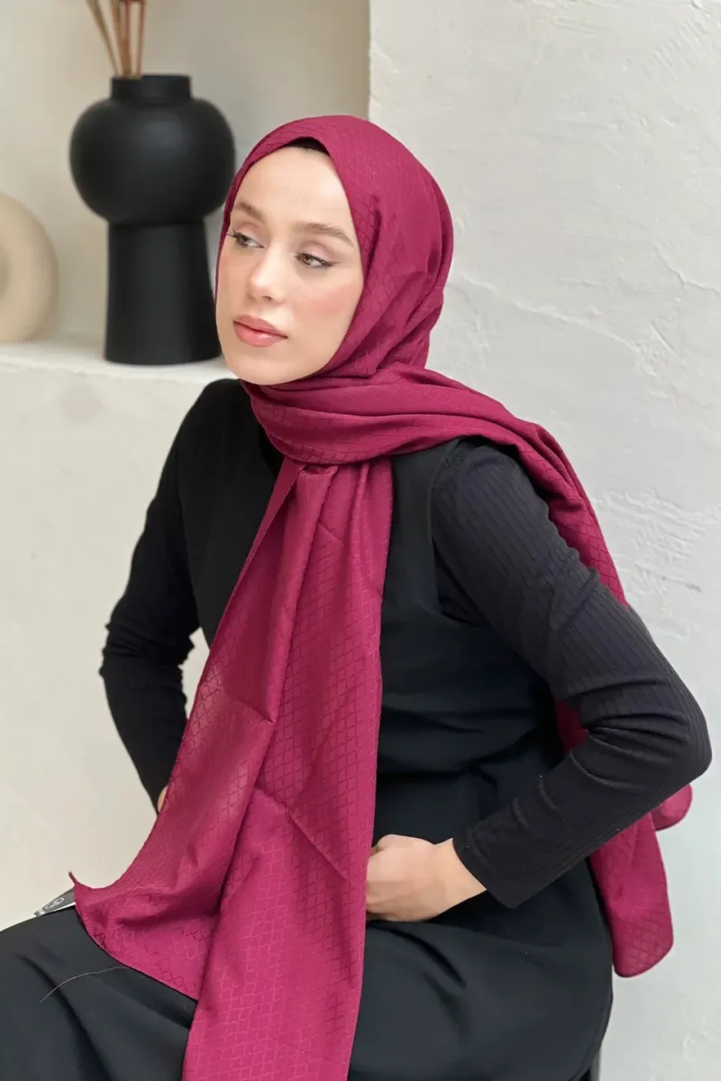 Pamuk Jakar Şal - Vişne - 2