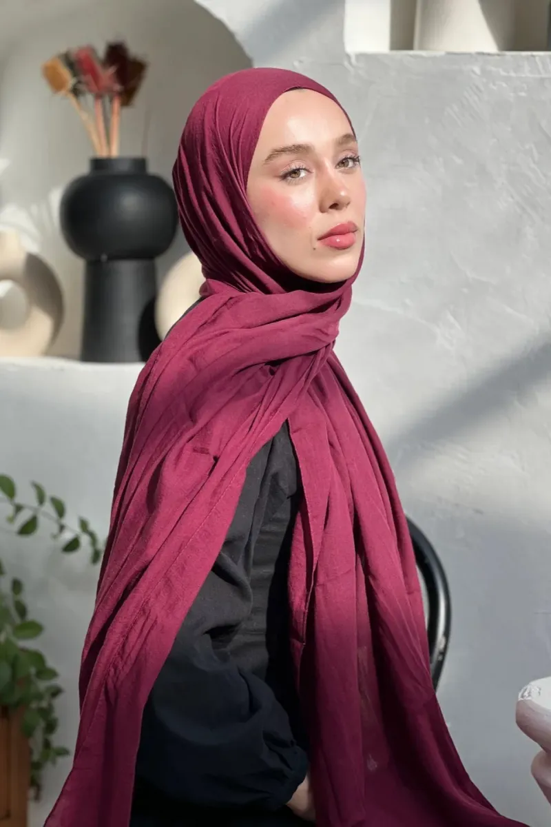 Organic Cotton Comfort Şal - Vişne - 2