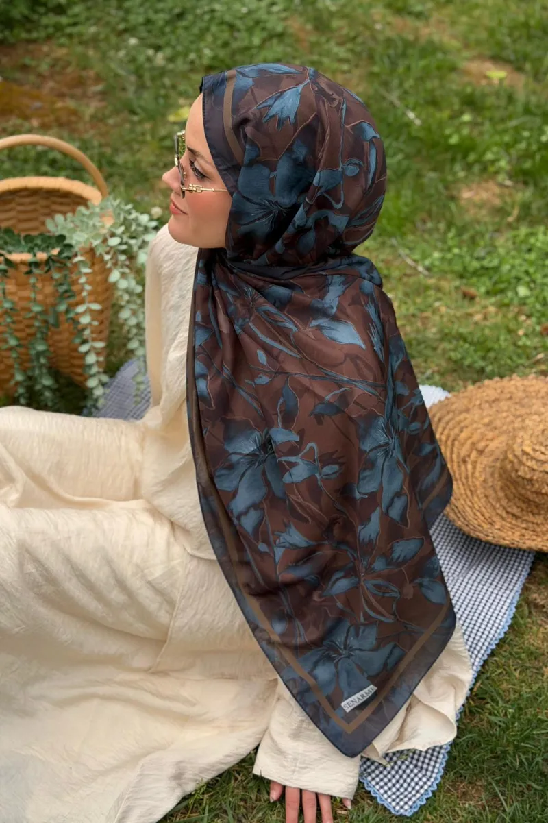 Lily Desen Soft Pamuk Şal - Kahverengii - 2
