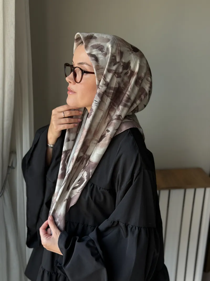 Lilya Desen Soft Eşarp - Tozlu Kahve - 3