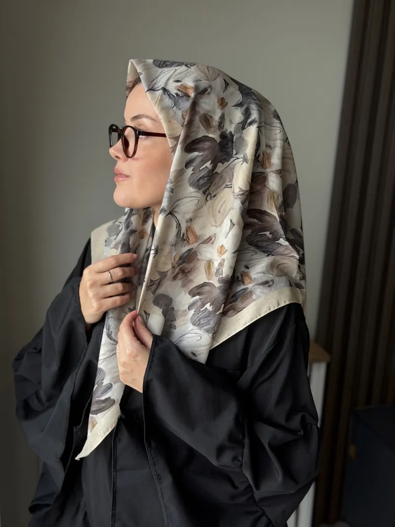 Floré Desen Soft Eşarp - Bej - 3