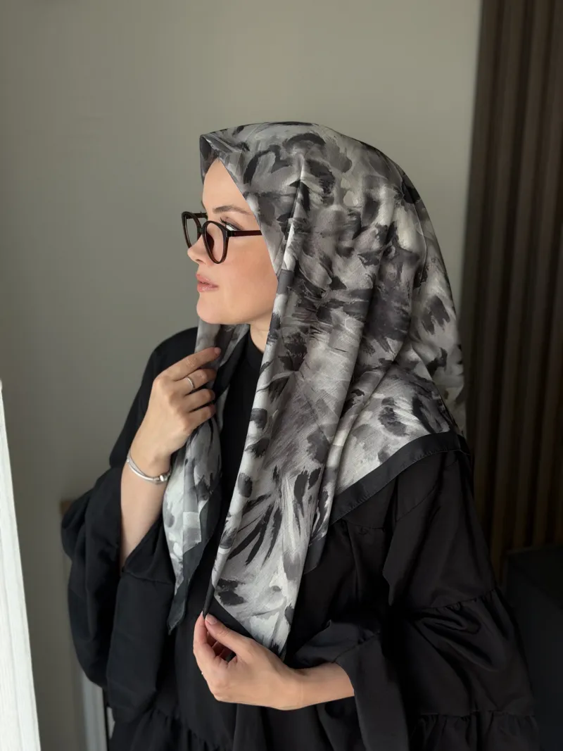 Lilya Desen Soft Eşarp - Siyah - 3