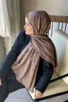 G Desen Ayrobin Pamuk Jakar Şal - Tozlu Kahve küçük görsel 1