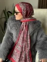 Özel Seri Etro Desen Soft Pamuk Şal -  Bordo küçük görsel 2