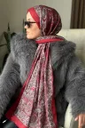 Özel Seri Etro Desen Soft Pamuk Şal -  Bordo küçük görsel 1