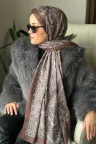 Özel Seri Etro Desen Soft Pamuk Şal -  Acı kahve küçük görsel 1