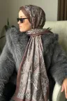 Özel Seri Etro Desen Soft Pamuk Şal -  Acı kahve küçük görsel 2