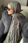Özel Seri Etro Desen Soft Pamuk Şal -  Olive Yeşil  küçük görsel 2