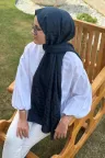 Su Yolu Desen İpeksi Jakar Şal - Lacivert küçük görsel 2