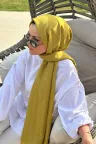 Koza Desen İpeksi Jakar Şal - Yağ Yeşili küçük görsel 1