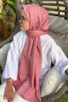 C Desen İpeksi Jakar Şal - Pudra Pembe küçük görsel 1
