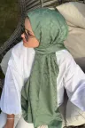 C Desen İpeksi Jakar Şal - Su Yeşili küçük görsel 1