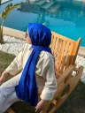 Kazayağı Desen İpeksi Jakar Şal - Saks Mavi küçük görsel 2