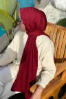 Kazayağı Desen İpeksi Jakar Şal - Bordo küçük görsel 1