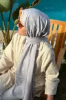 Kazayağı Desen İpeksi Jakar Şal - Gümüş Gri küçük görsel 1