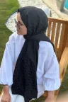 Su Yolu Desen İpeksi Jakar Şal - Siyah küçük görsel 1