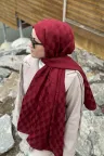 Koza Desen İpeksi Jakar Şal - Bordo küçük görsel 1