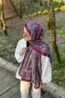 Özel Seri Etro Desen Soft Pamuk Şal - Mürdümm küçük görsel 2