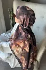 Garden Desen Soft Pamuk Şal - Acı Kahve küçük görsel 1