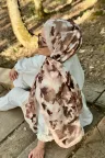 Shine Desen Soft Pamuk Şal - Krem Kahve küçük görsel 1
