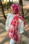 Shine Desen Soft Pamuk Şal - Fuşya küçük görsel 1