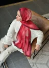 Water Color Desen Soft Pamuk Şal - Bordo küçük görsel 1