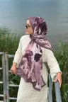 Garden Desen Soft Pamuk Şal - Gül Kurusu küçük görsel 2