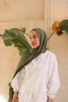 Organic Cotton Comfort Şal - Yeşil Çay küçük görsel 1