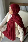 Lora Desen Ayrobin Jakar Şal - Bordo küçük görsel 1