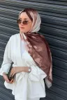 Batik Desen Soft Pamuk Şal - Acı Kahve küçük görsel 2