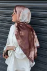 Batik Desen Soft Pamuk Şal - Acı Kahve küçük görsel 1