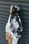 Marline Desen Soft Pamuk Şal - Siyah Beyaz küçük görsel 2