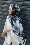 Marline Desen Soft Pamuk Şal - Siyah Beyaz küçük görsel 1