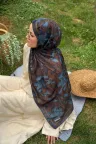 Lily Desen Soft Pamuk Şal - Kahverengii küçük görsel 3