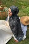 Lily Desen Soft Pamuk Şal - Petrol küçük görsel 1