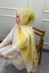 Water Color Desen Soft Pamuk Şal - Butter Yellow küçük görsel 1