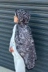 Antique  Desen Soft Pamuk Şal - Siyah küçük görsel 2