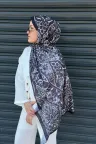 Antique  Desen Soft Pamuk Şal - Siyah küçük görsel 1