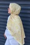 Antique  Desen Soft Pamuk Şal - Sarı  küçük görsel 1
