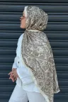 Antique  Desen Soft Pamuk Şal - Bej küçük görsel 1