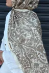 Antique  Desen Soft Pamuk Şal - Bej küçük görsel 3
