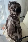 Ahenk Desen Soft Pamuk Şal - Acı Kahve küçük görsel 3