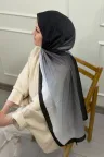 Degrade Desen Soft Pamuk Şal - Siyah küçük görsel 1