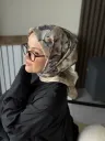 Floré Desen Soft Eşarp - Bej küçük görsel 2